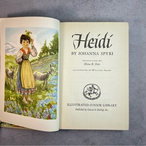 Heidi Johanna Spyri 1945 HC Illustrated Junior Library Grosset Dunlap